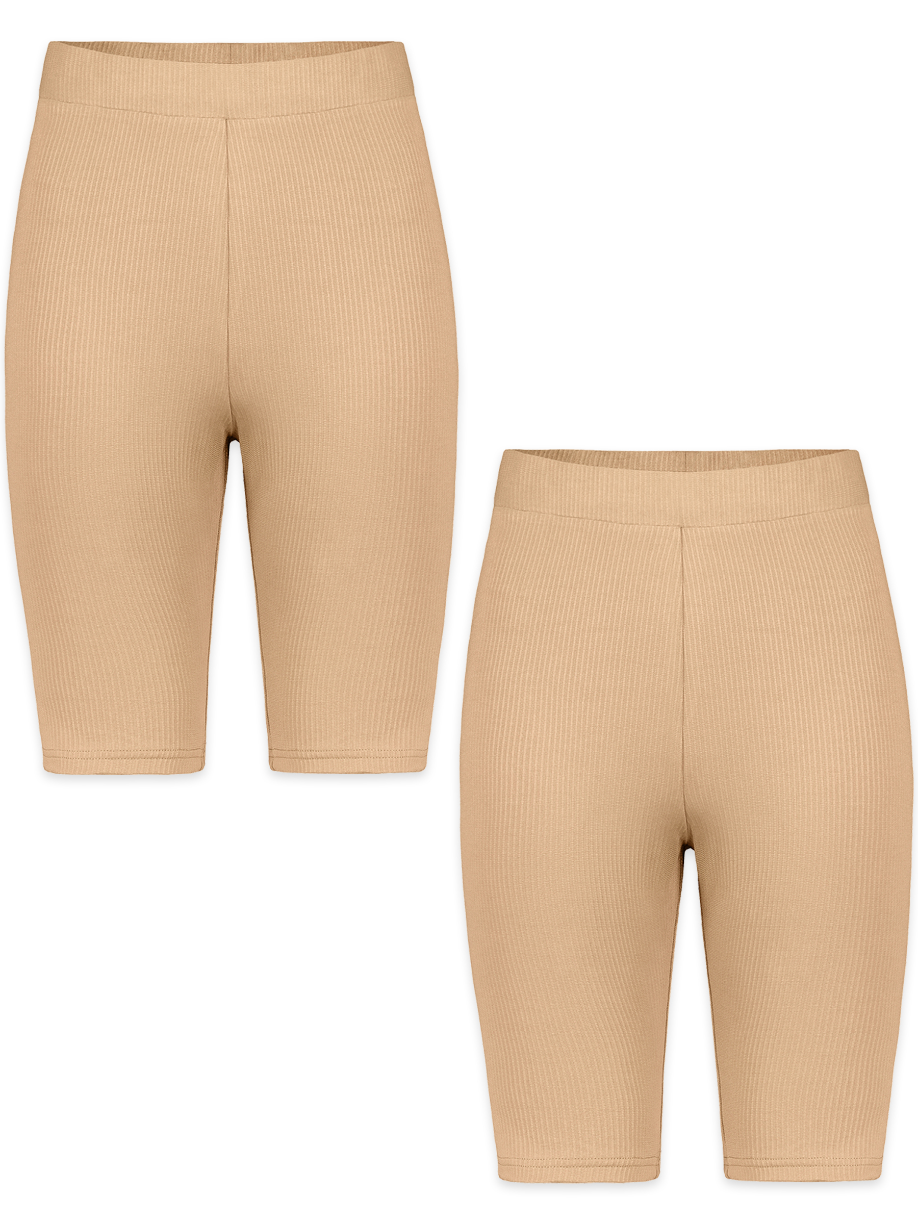 Sublevel Unifarbene Shorts 2er-Set Elastischer Bund Körperbetont – Beige, Bild 1