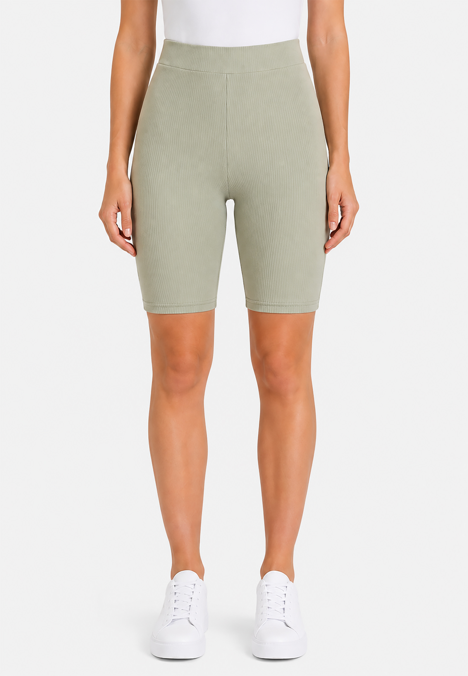Sublevel Unifarbene Shorts 2er-Set Elastischer Bund Körperbetont – Schwarz-Grün, Bild 2