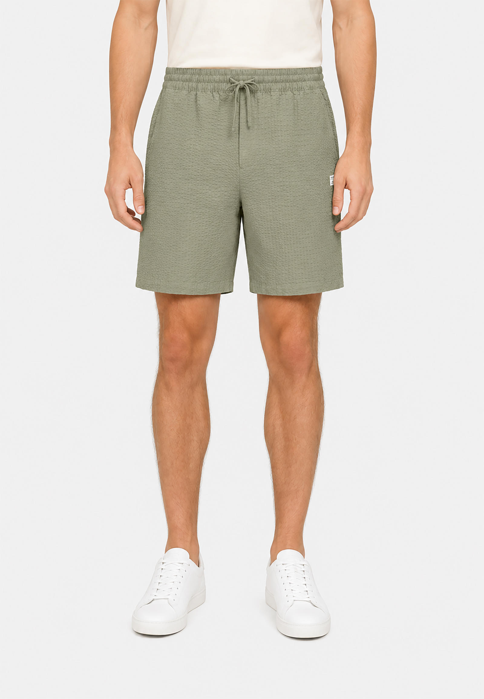 Sublevel Sublevel Einfarbige Shorts Eingrifftaschen Elastischer Bund – Grün, Bild 1