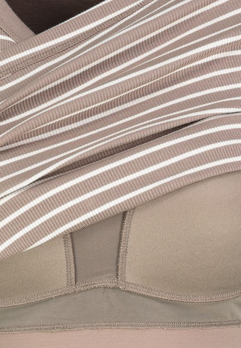 Sublevel Gestreiftes Ärmelloses Tanktop 2er-Set Integriertes BH-Top – Schwarz-Beige, Bild 5