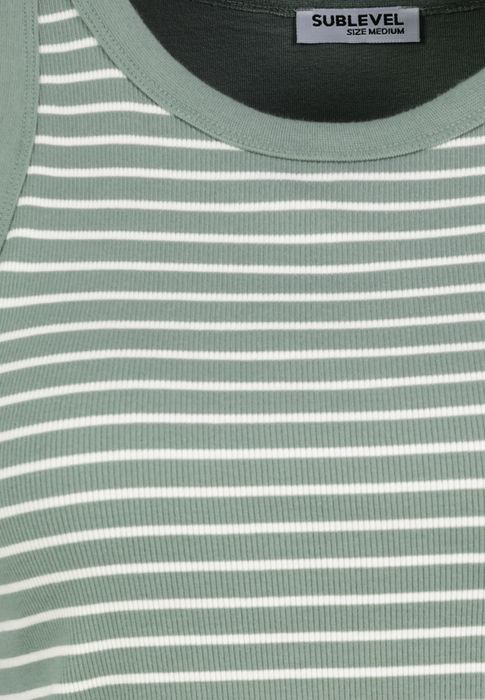 Sublevel Gestreiftes Ärmelloses Tanktop 2er-Set Integriertes BH-Top – Schwarz-Grün, Bild 5