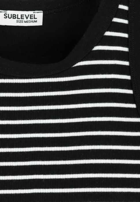 Sublevel Gestreiftes Ärmelloses Tanktop 2er-Set Integriertes BH-Top – Schwarz-Weiß, Bild 5