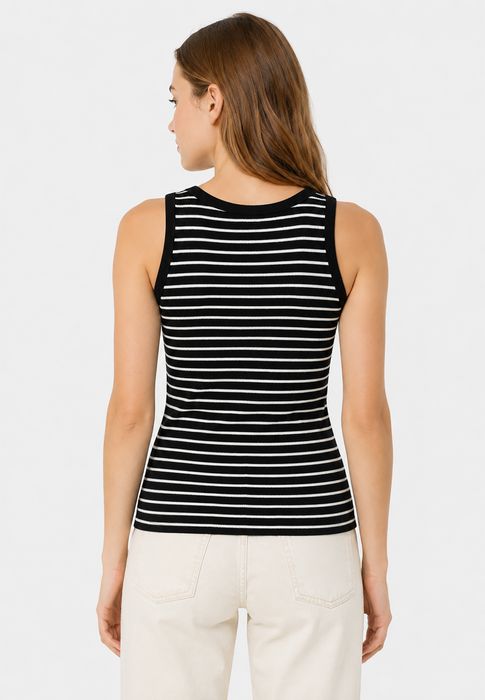 Sublevel Gestreiftes Ärmelloses Tanktop 2er-Set Integriertes BH-Top – Schwarz-Weiß, Bild 7