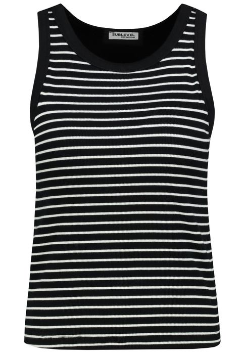 Sublevel Gestreiftes Ärmelloses Tanktop 2er-Set Integriertes BH-Top – Schwarz-Grün, Bild 4