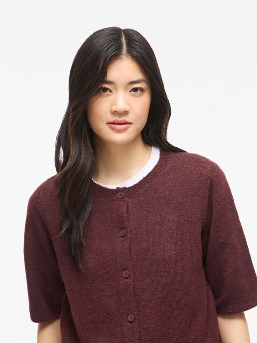 Vila Stilvoller Cardigan Rundhalsausschnitt Knopfleiste – Rot, Bild 5