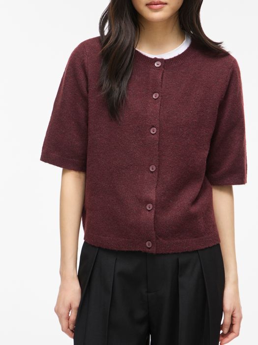 Vila Stilvoller Cardigan Rundhalsausschnitt Knopfleiste – Rot, Bild 4