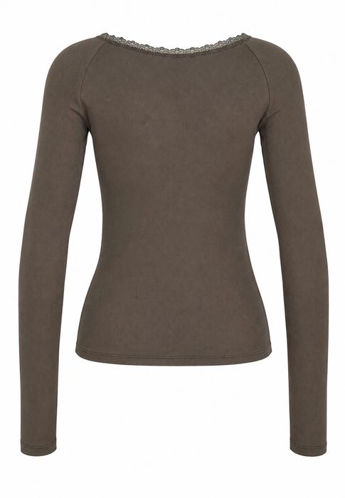 Noisy May NOISY MAY Langarmshirt Henley Ausschnitt Knopfverschluss Stilvoll – Braun, Bild 7