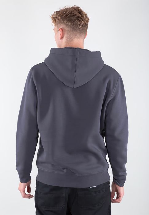 Alpha Industries Kapuzenpullover Regular Fit Logoprint Kängurutasche Langarm – Dunkelgrau, Bild 4