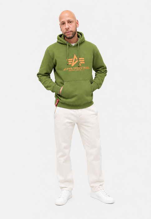 Alpha Industries Kapuzenpullover Regular Fit Logoprint Kängurutasche Langarm – Grün, Bild 3