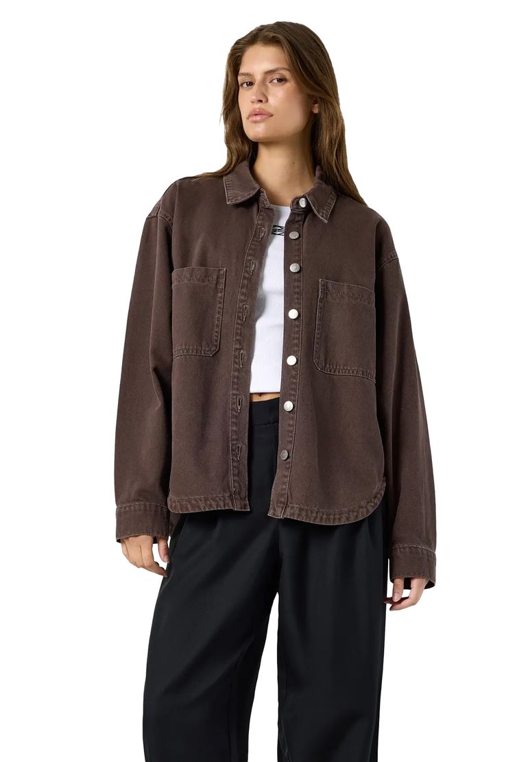 Noisy May Leichte Übergangsjacke Langarm Umlegekragen Brusttaschen – Braun, Bild 2