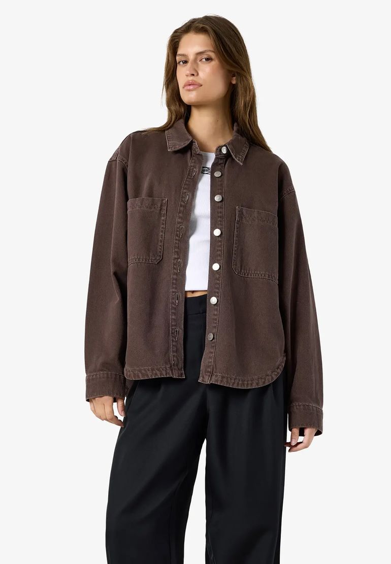 Noisy May Leichte Übergangsjacke Langarm Umlegekragen Brusttaschen – Braun, Bild 1