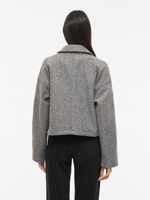 Vila Kurzjacke Reißverschluss Unifarben Langarm Elegant – Grau, Bild 7
