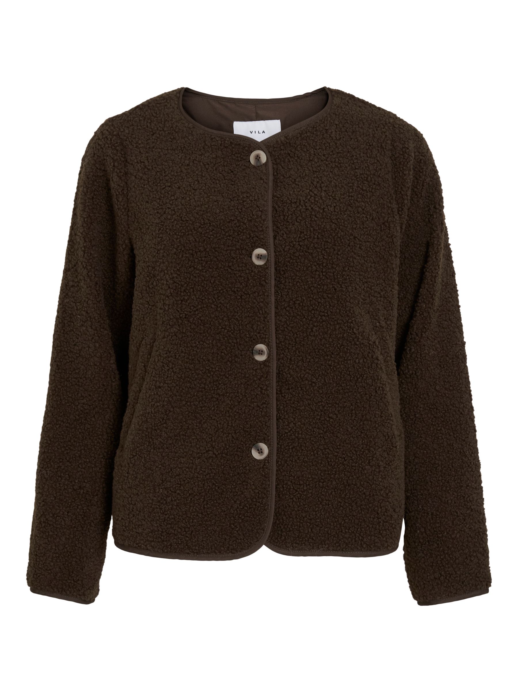 14104855_4889830.jpg Teddyjacke Knopflose Rundhalsausschnitt Eingrifftaschen