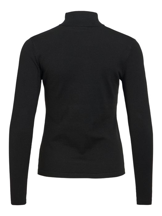 Vila Rollkragenpullover Langarm Unifarben Klassisches Design – Schwarz, Bild 7
