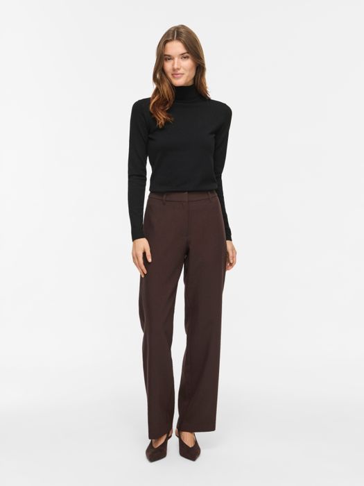 Vila Rollkragenpullover Langarm Unifarben Klassisches Design – Schwarz, Bild 3