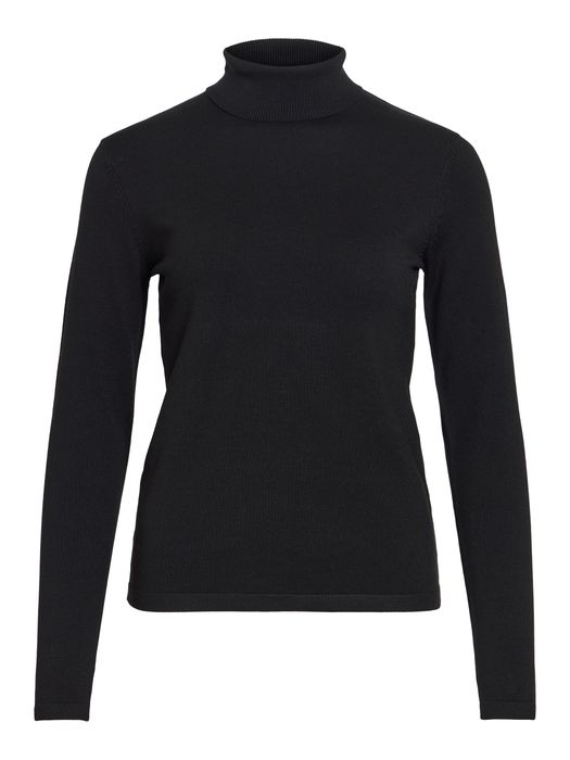 Vila Rollkragenpullover Langarm Unifarben Klassisches Design – Schwarz, Bild 5