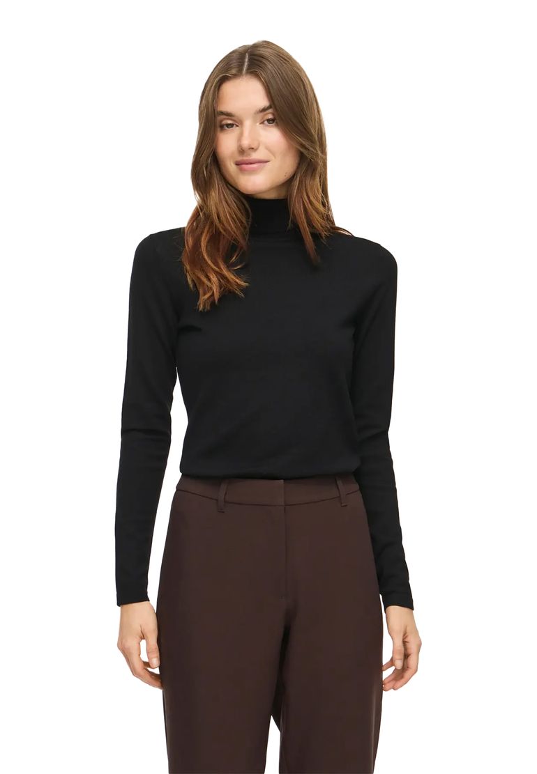 Vila Rollkragenpullover Langarm Unifarben Klassisches Design – Schwarz, Bild 2