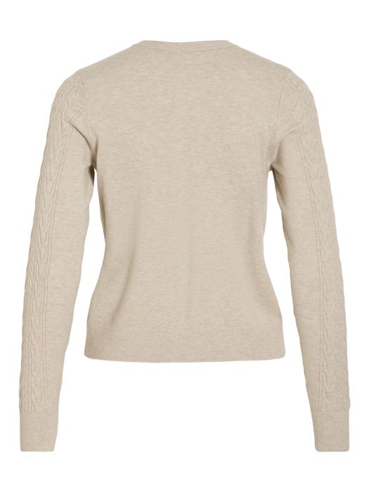 Vila Klassischer Cardigan Strukturmuster Rundhalsausschnitt – Beige, Bild 7