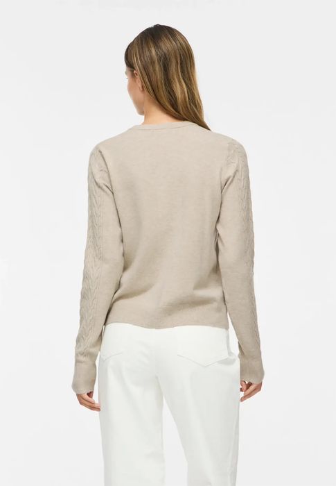 Vila Klassischer Cardigan Strukturmuster Rundhalsausschnitt – Beige, Bild 6