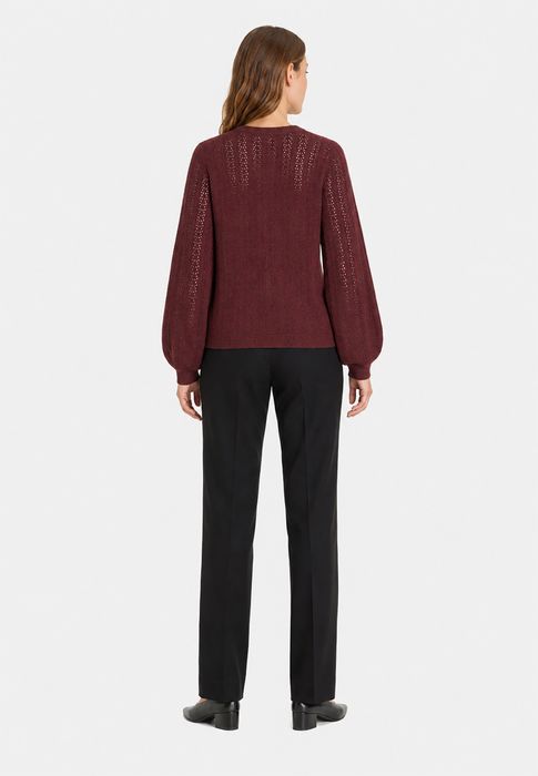 Vila VILA Langarm Strickpullover Rundhals Lochmuster Unifarben – Rot, Bild 5