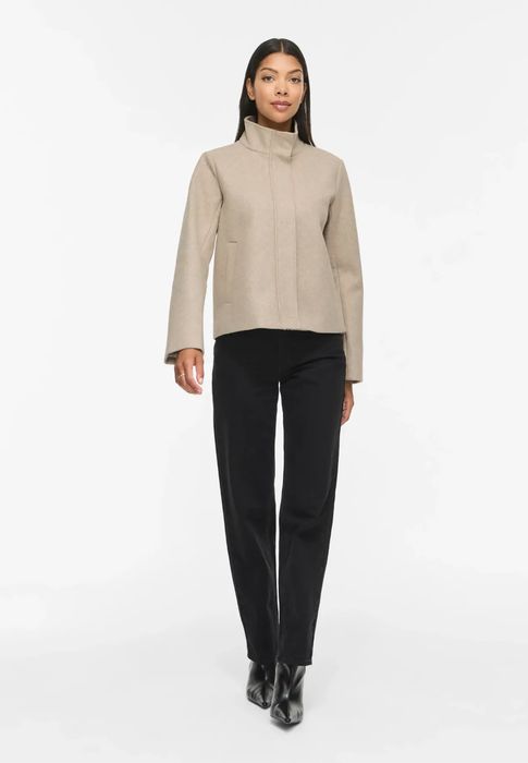 Vila Übergangsjacke Stehkragen Verdeckter Reißverschluss – Beige, Bild 3
