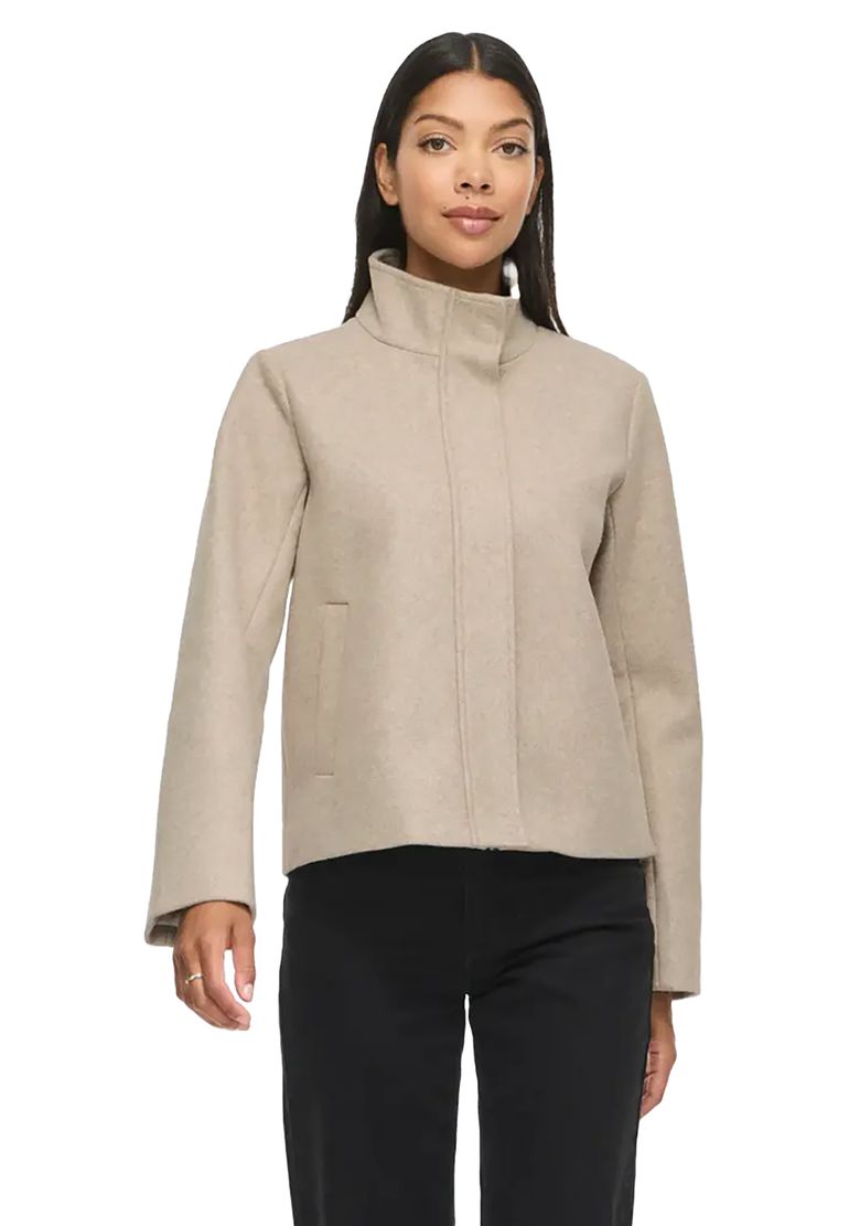 Vila Übergangsjacke Stehkragen Verdeckter Reißverschluss – Beige, Bild 2