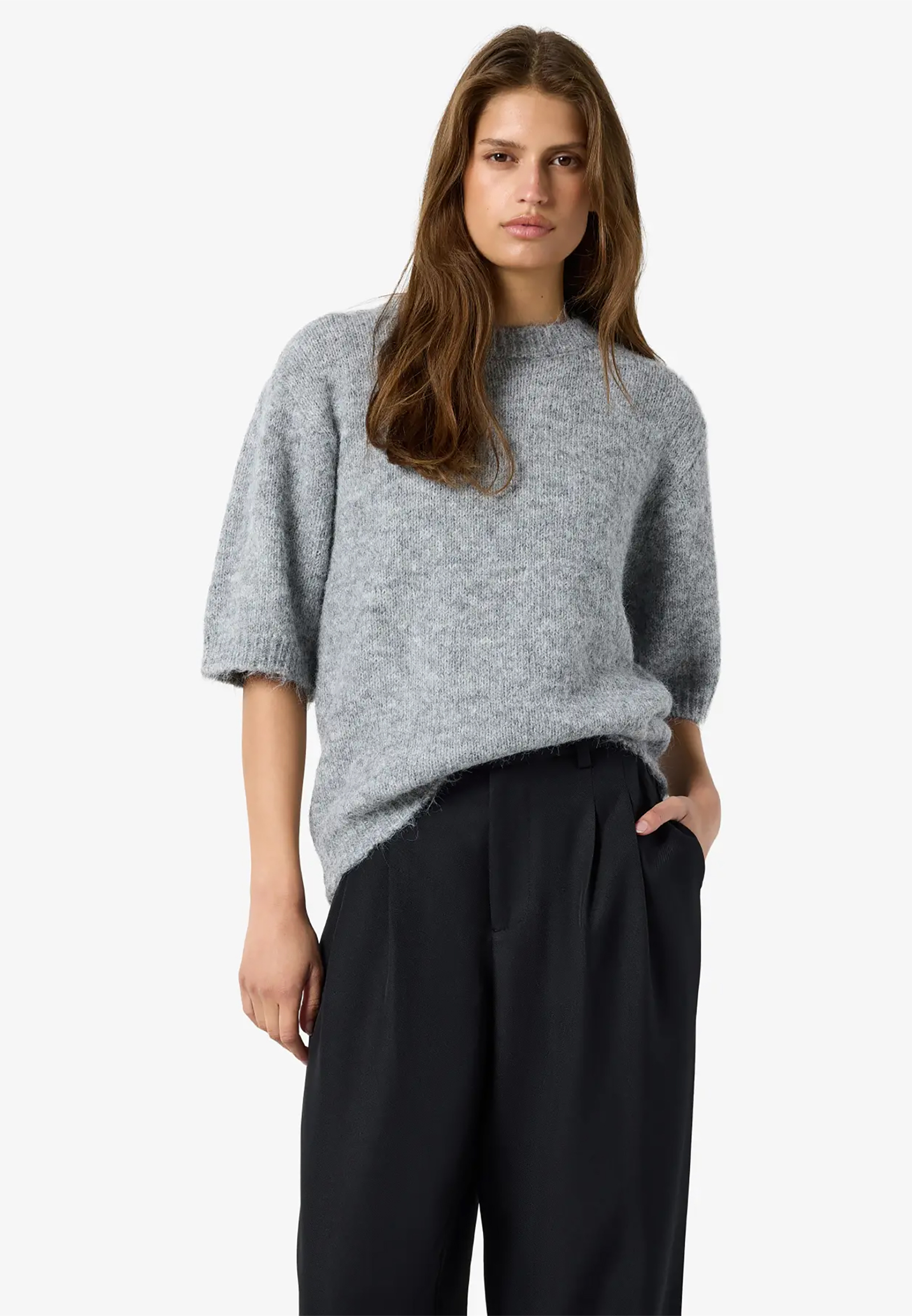 Kurzarm Strickpullover Rundhalsausschnitt Feinstrick Kurzarm Strickpullover Rundhalsausschnitt Feinstrick
