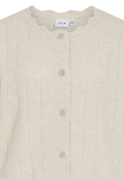 Vila Modische Strickjacke Rundhals Knopfverschluss Langarm – Beige, Bild 4