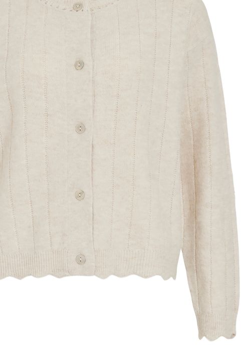 Vila Modische Strickjacke Rundhals Knopfverschluss Langarm – Beige, Bild 5