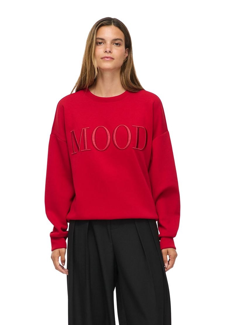 Vila Stylischer Pullover Rundhals Stickerei Unifarben Langarm – Rot, Bild 2