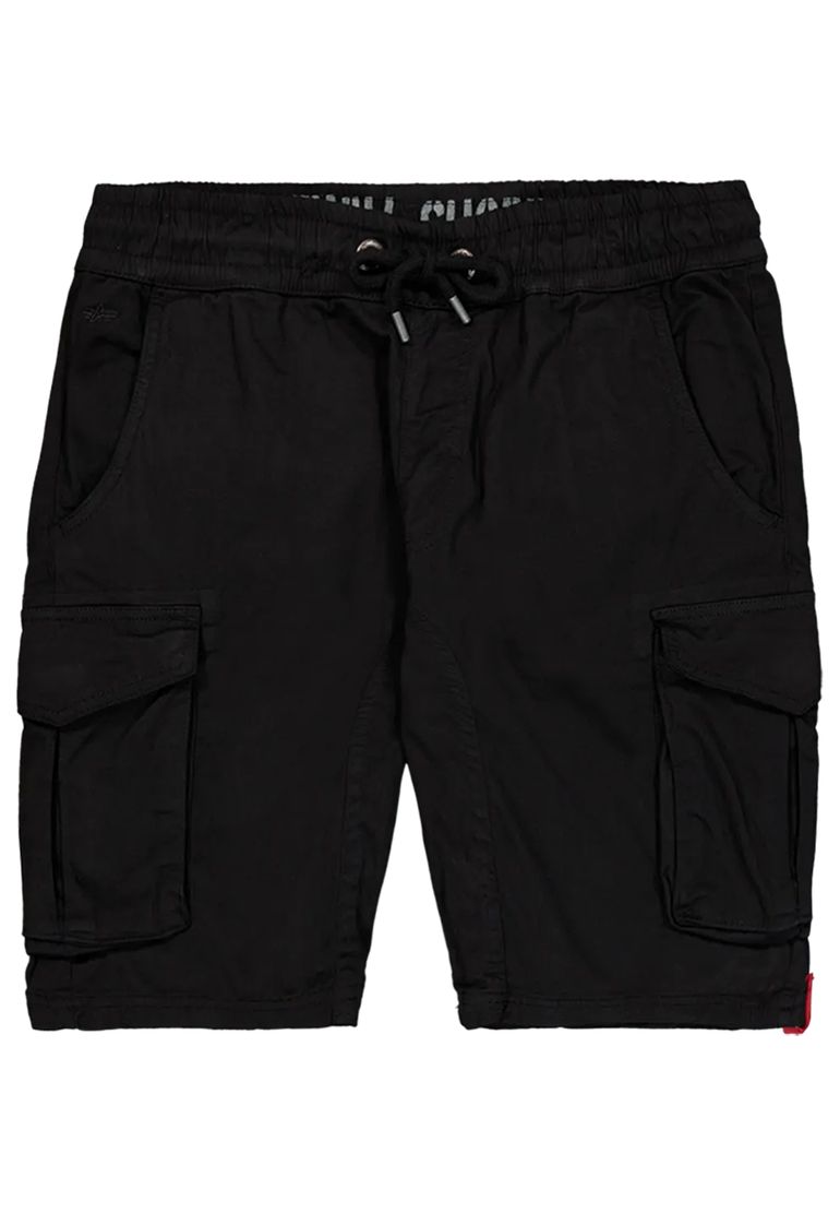 Alpha Industries Cargoshorts Regular Fit Kordelzug Pattentaschen Gummibund – Schwarz, Bild 1