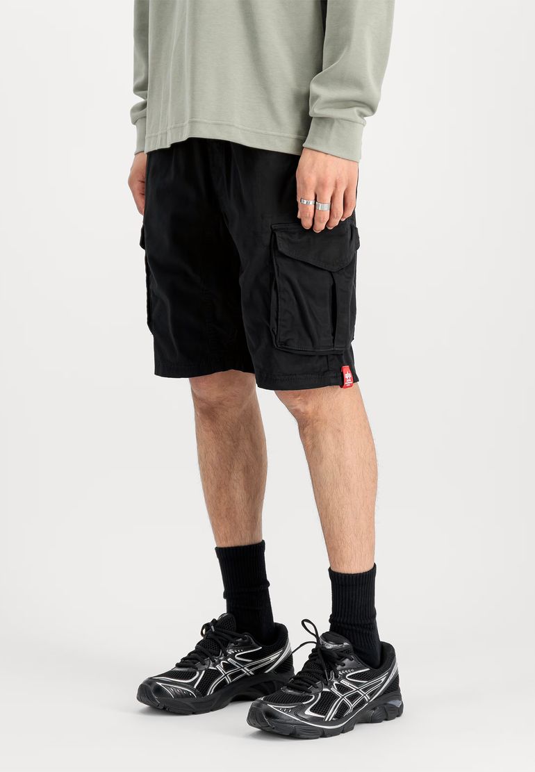 Alpha Industries Cargoshorts Regular Fit Kordelzug Pattentaschen Gummibund – Schwarz, Bild 2