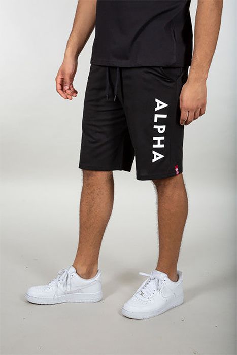 Alpha Industries Sweatshorts Regular Fit Kordelzug Logoprint Eingrifftaschen – Schwarz, Bild 3
