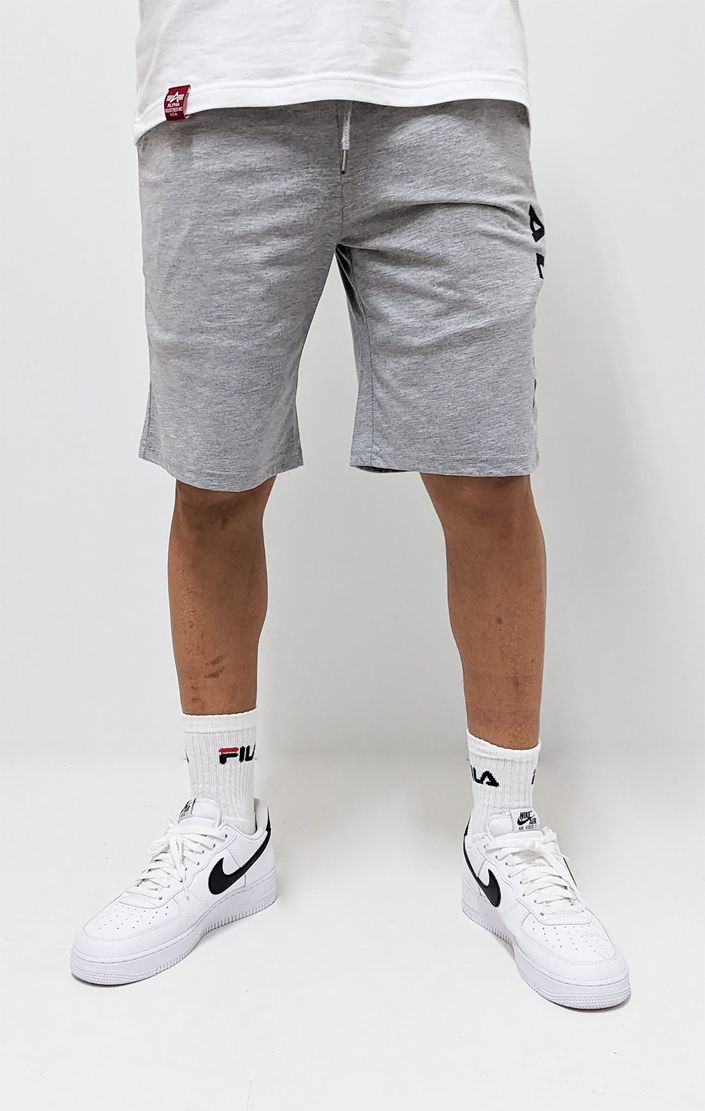 Alpha Industries Sweatshorts Regular Fit Kordelzug Logoprint Eingrifftaschen – Grau, Bild 2