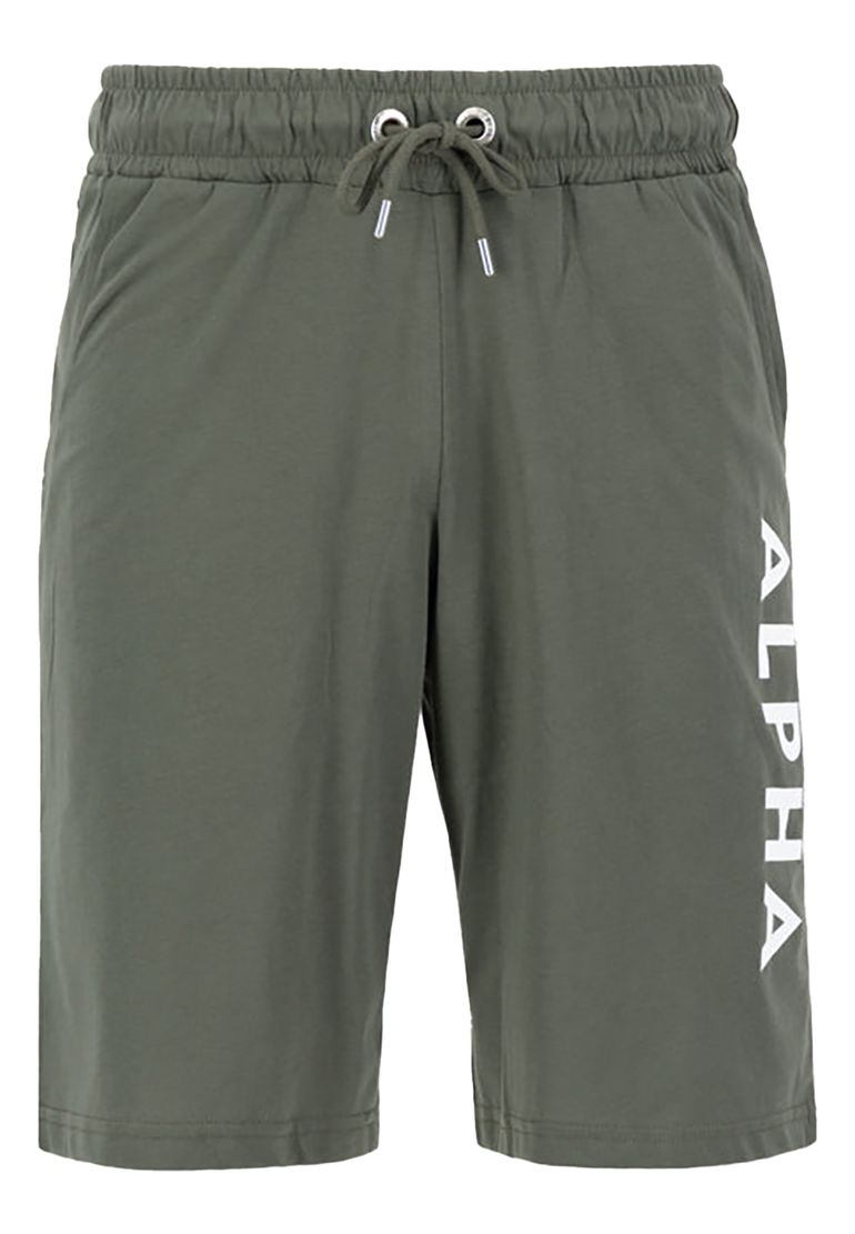 Alpha Industries Sweatshorts Regular Fit Kordelzug Logoprint Eingrifftaschen – Grün, Bild 1