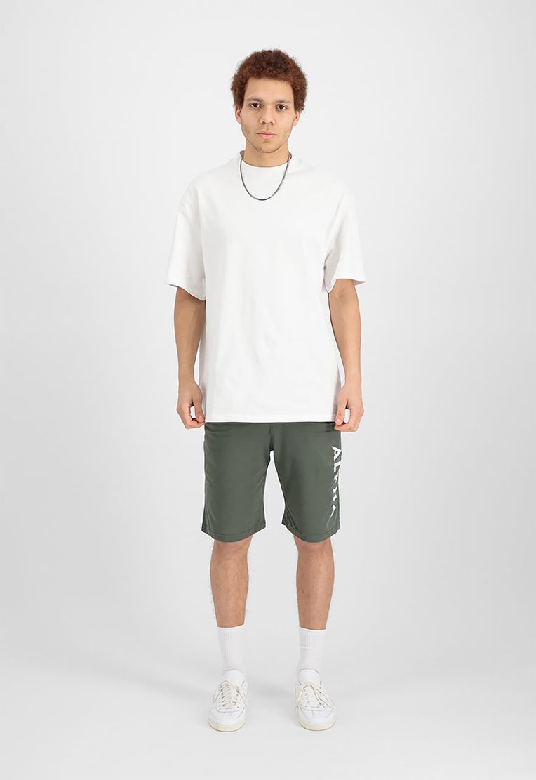 Alpha Industries Sweatshorts Regular Fit Kordelzug Logoprint Eingrifftaschen – Grün, Bild 2