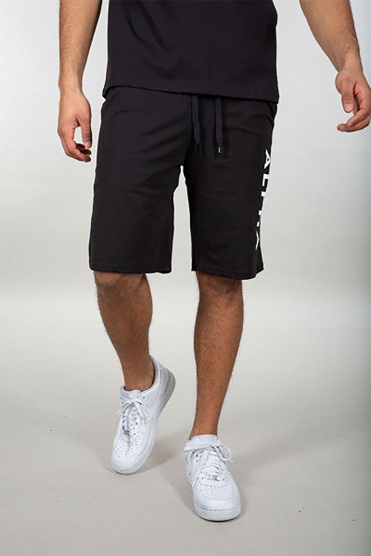 Alpha Industries Sweatshorts Regular Fit Kordelzug Logoprint Eingrifftaschen – Schwarz, Bild 2
