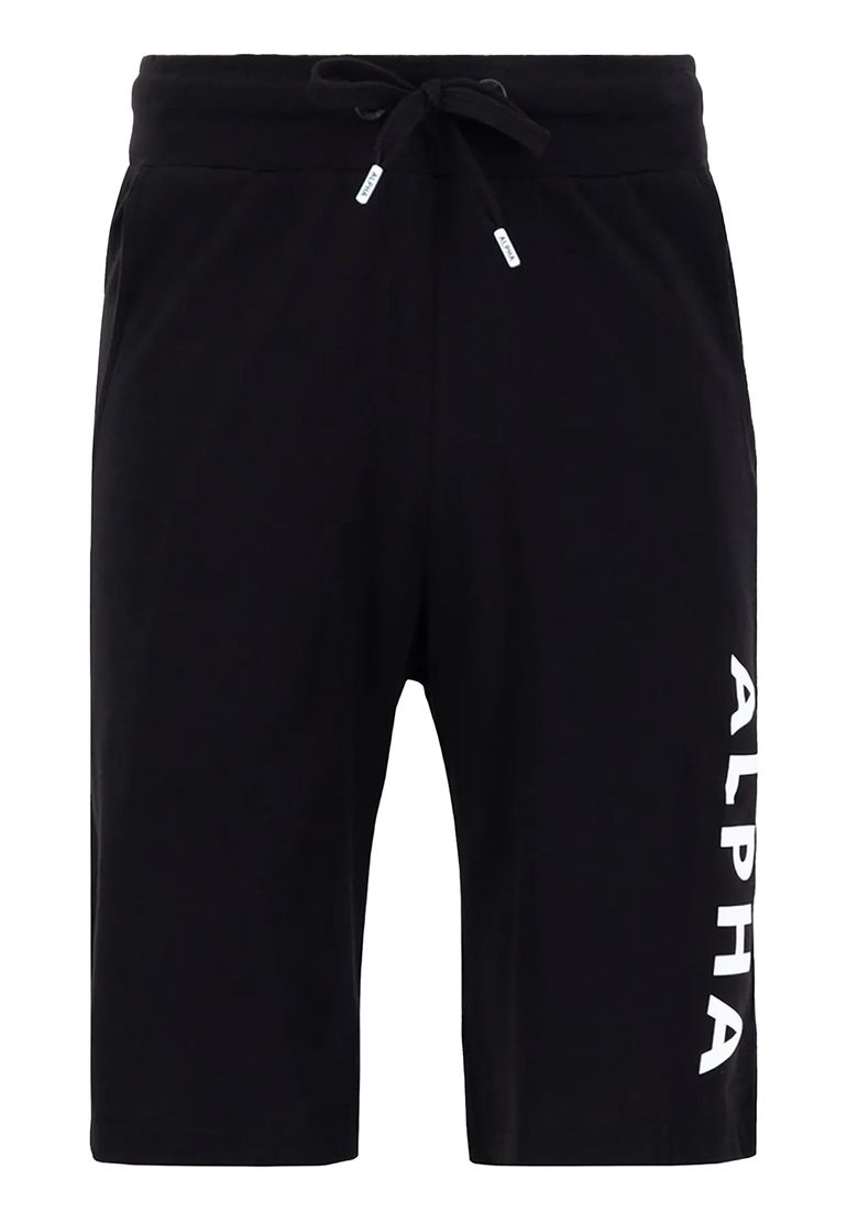 Alpha Industries Sweatshorts Regular Fit Kordelzug Logoprint Eingrifftaschen – Schwarz, Bild 1