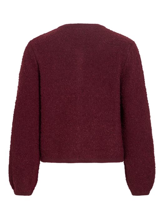 Vila Elegante Strickjacke Rundhals Knopfverschluss Langarm – Pflaume, Bild 7