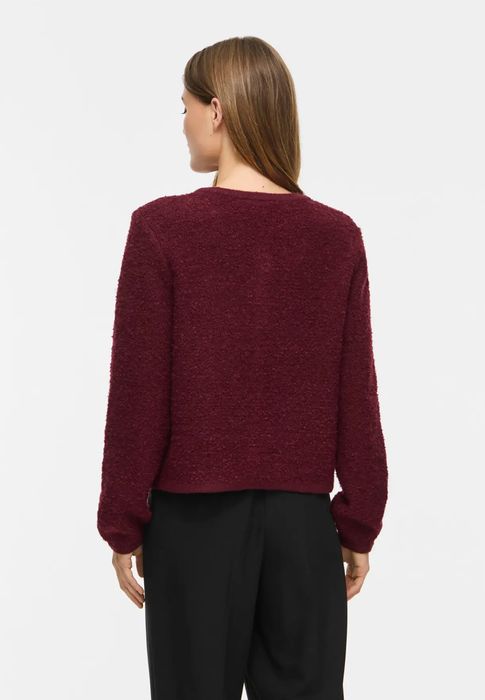 Vila Elegante Strickjacke Rundhals Knopfverschluss Langarm – Pflaume, Bild 6