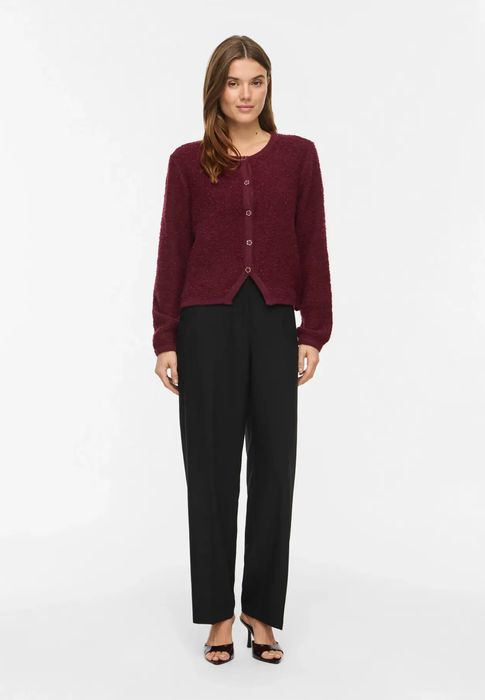 Vila Elegante Strickjacke Rundhals Knopfverschluss Langarm – Pflaume, Bild 4