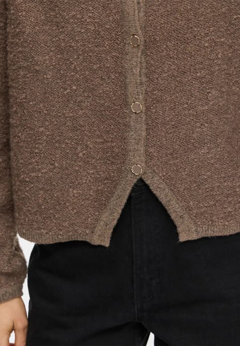 Vila Elegante Strickjacke Rundhals Knopfverschluss Langarm – Braun, Bild 5