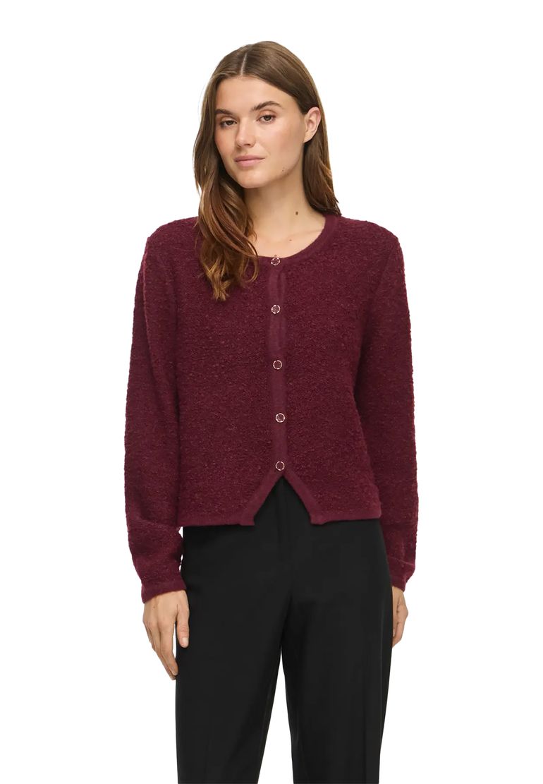 Vila Elegante Strickjacke Rundhals Knopfverschluss Langarm – Pflaume, Bild 2