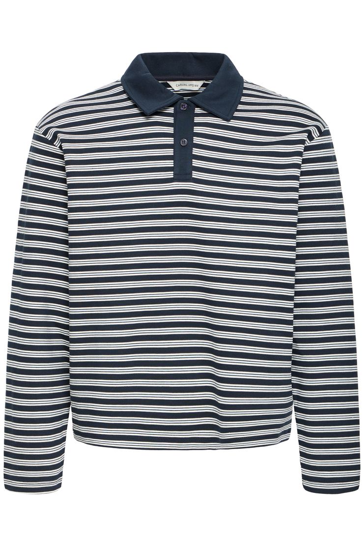 Casual Friday CASUAL FRIDAY Bequemes Sweatshirt Polokragen Knopfleiste – Schwarz, Bild 2