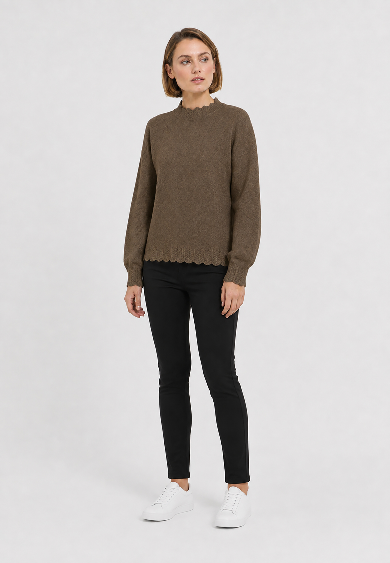 Langarm Strickpullover Ajourstrickbündchen Langarm Modisch Langarm Strickpullover Ajourstrickbündchen Langarm Modisch