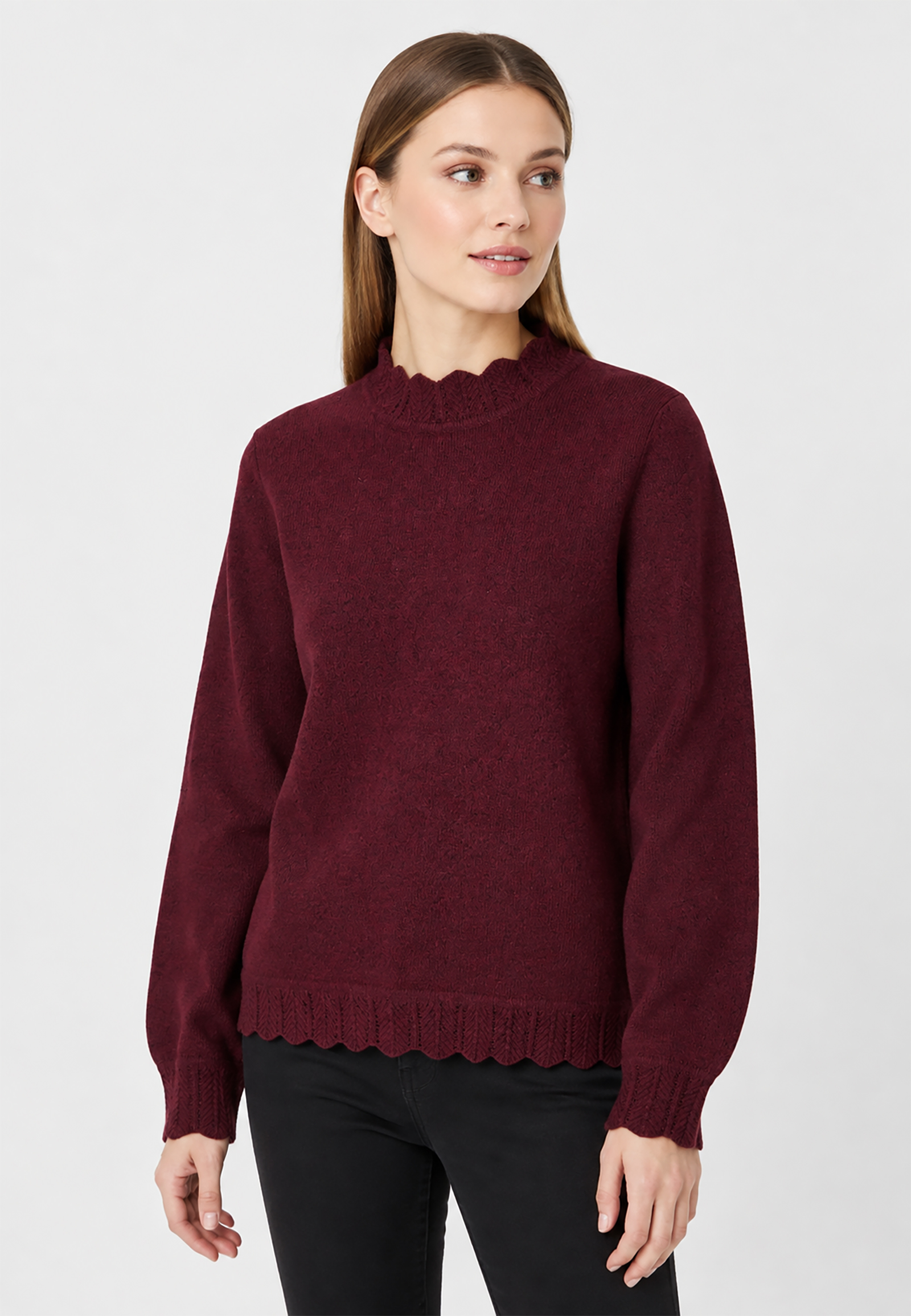 Langarm Strickpullover Ajourstrickbündchen Langarm Modisch Langarm Strickpullover Ajourstrickbündchen Langarm Modisch