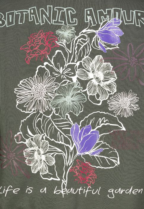 Eight 2 Nine Moderner Kapuzenpullover Blumenmuster Kängurutasche – Grün, Bild 7