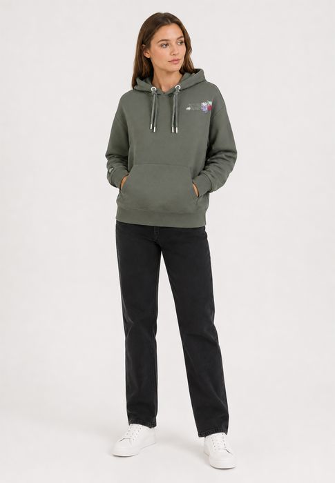 Eight 2 Nine Moderner Kapuzenpullover Blumenmuster Kängurutasche – Grün, Bild 3