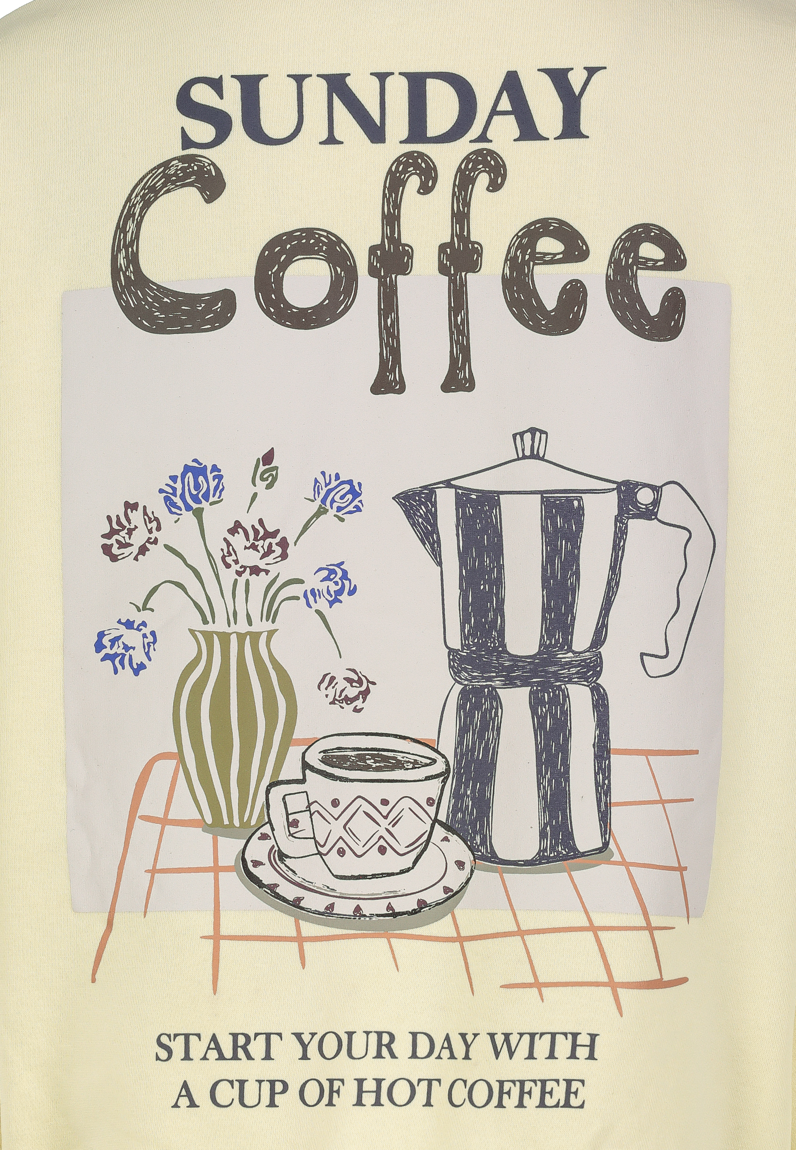 D10600BI02654F_10200_D1.jpg Kapuzenpullover Kaffee-Print Kängurutasche Relaxed Fit