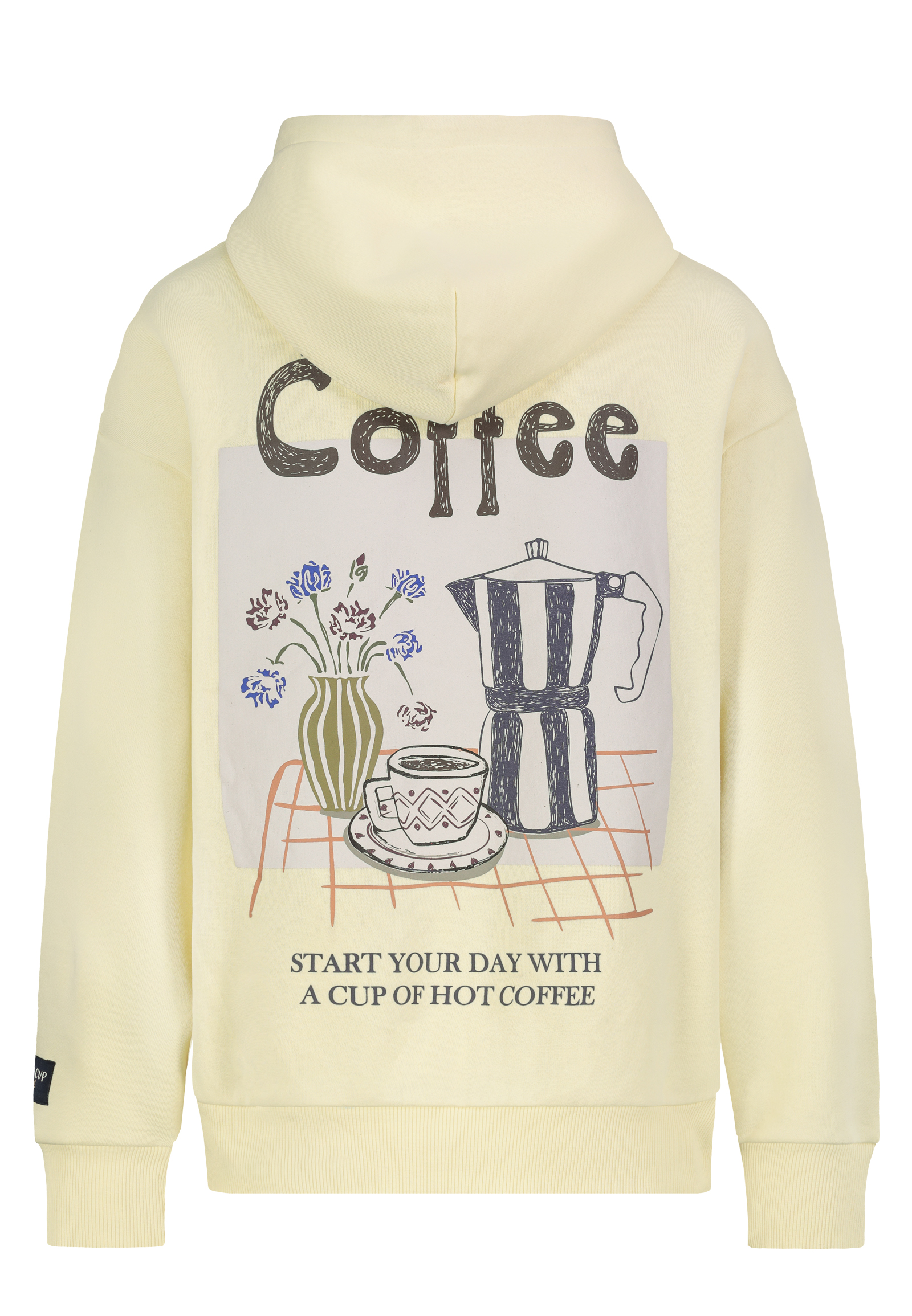 D10600BI02654F_10200_H.jpg Kapuzenpullover Kaffee-Print Kängurutasche Relaxed Fit